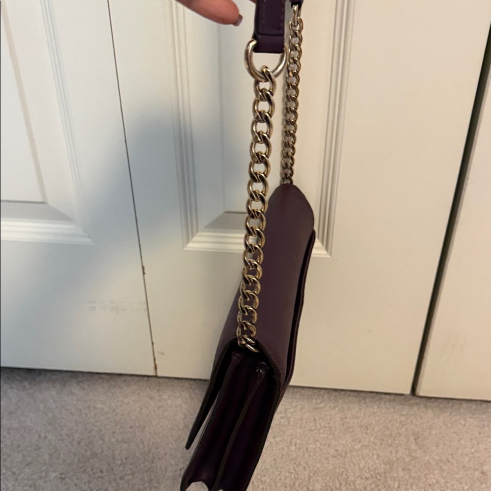 Michael Kors Deep Plum Leather Crossbody with Chain Strap - Picture 5 of 10